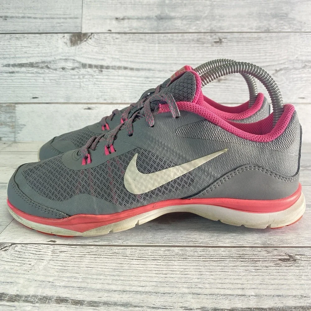 Nike Flex Trainer 5 Shoes Womens 7.5 Gray Pink Running Comfy Sneakers 724858-003
